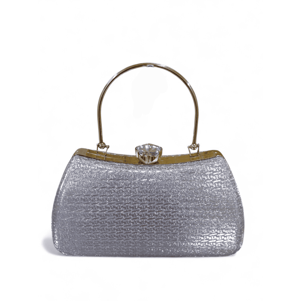 Silver Glitter Crystal Clutch